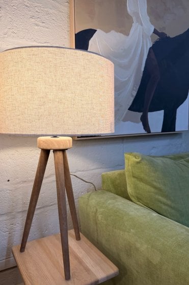 Almond Tripod Lamp with Shade