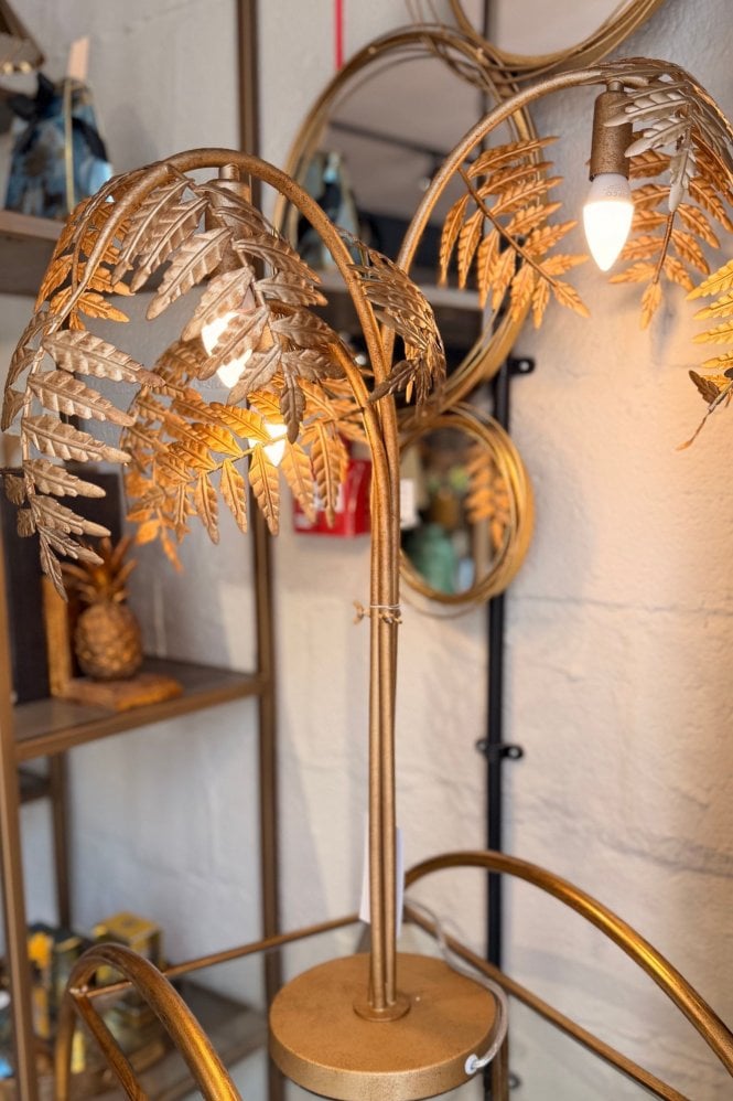 The Home Collection Antique Gold Palm Leaf Table Lamp