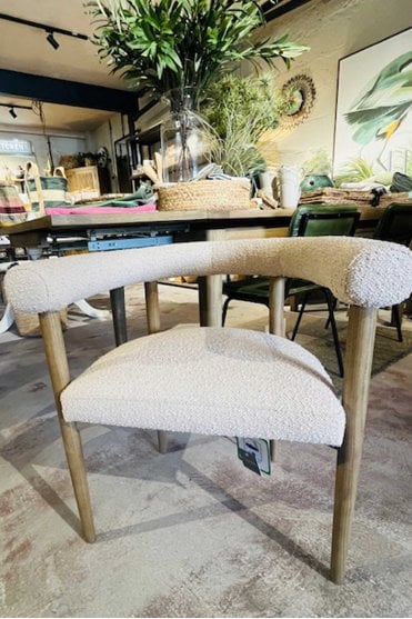 Beige Boucle Curve Back Chair