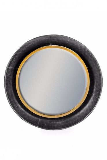 Black and Bronze Round Lincoln Wall Mirror