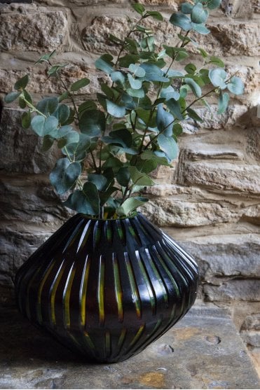 Black and Yellow Glass Vase
