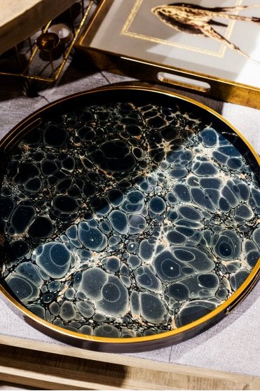 Blue and Gold Mottled Effect Tray