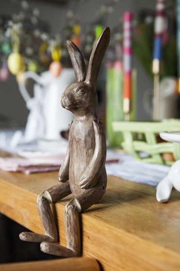 Brown Wood Effect Jointed Rabbit
