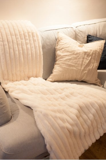 Cream Faux Rabbit Throw