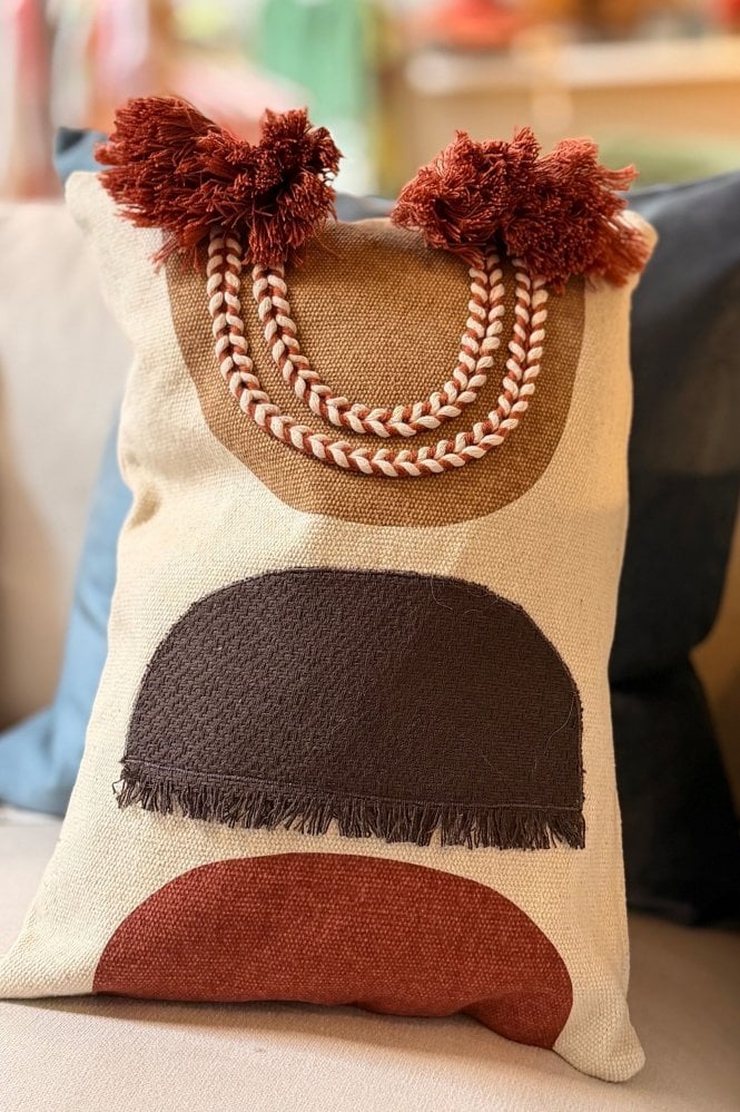 The Home Collection Geometric Tassel Cushion Cover