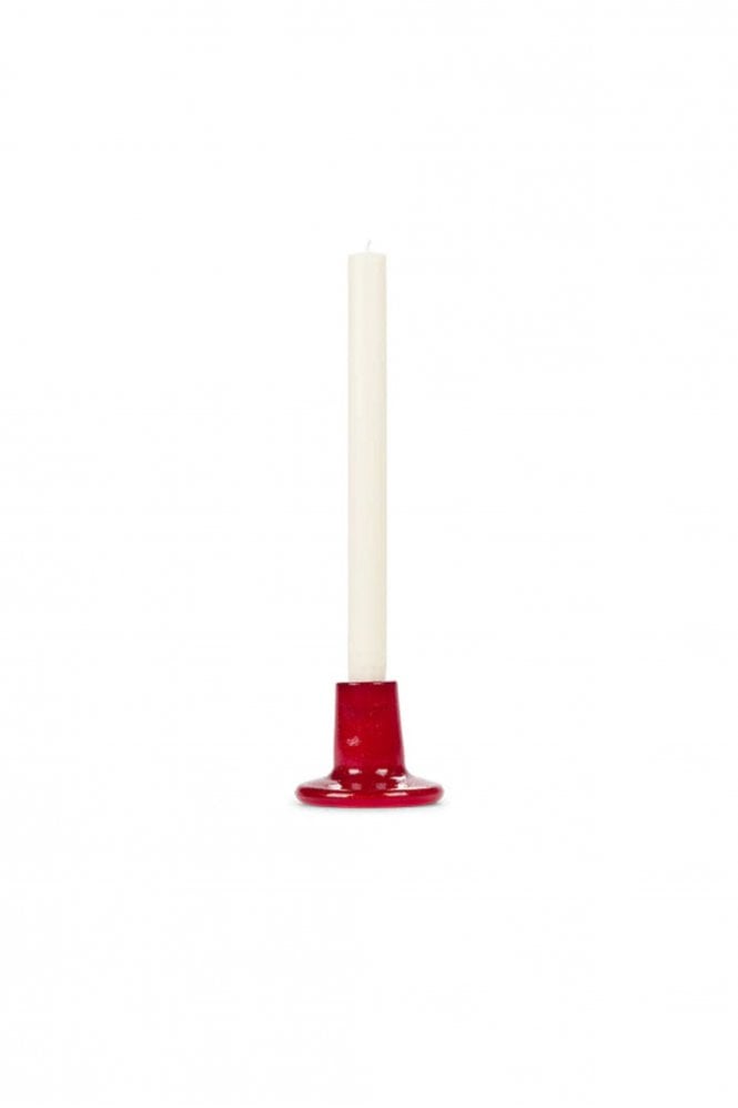 The Home Collection Glass Candle Holder in Guardsman Red