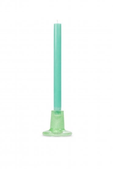 Glass Candle Holder in Malchite Green
