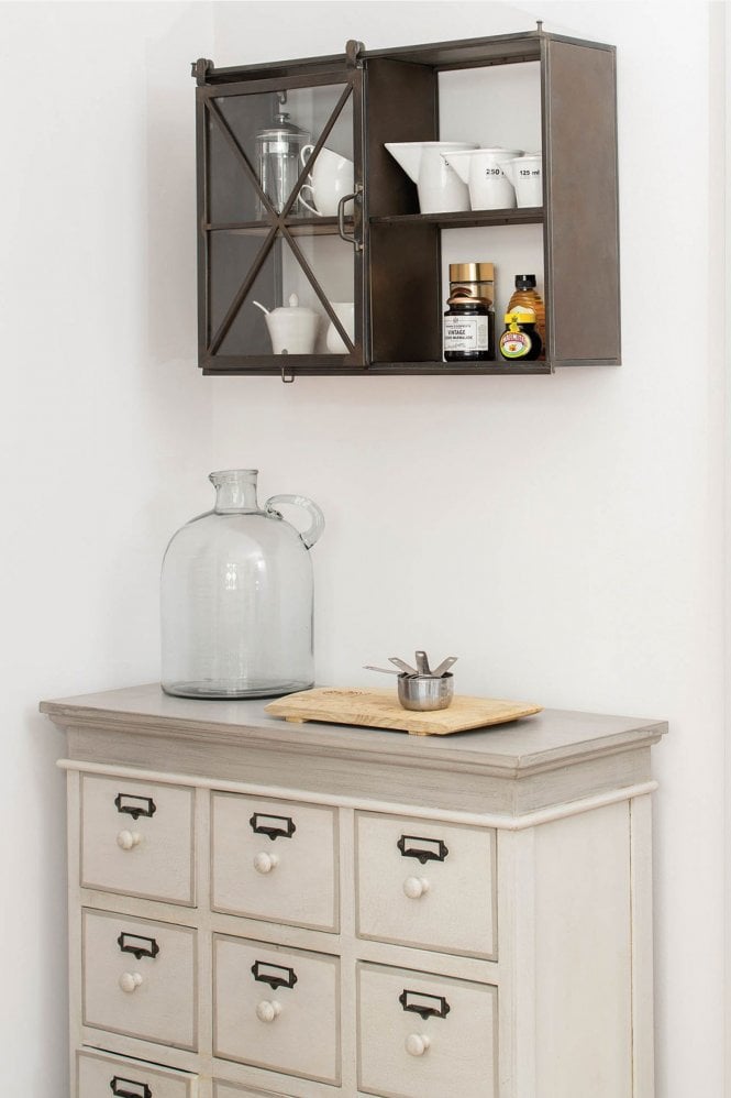 The Home Collection Granville Iron and Glass Storage Wall Unit