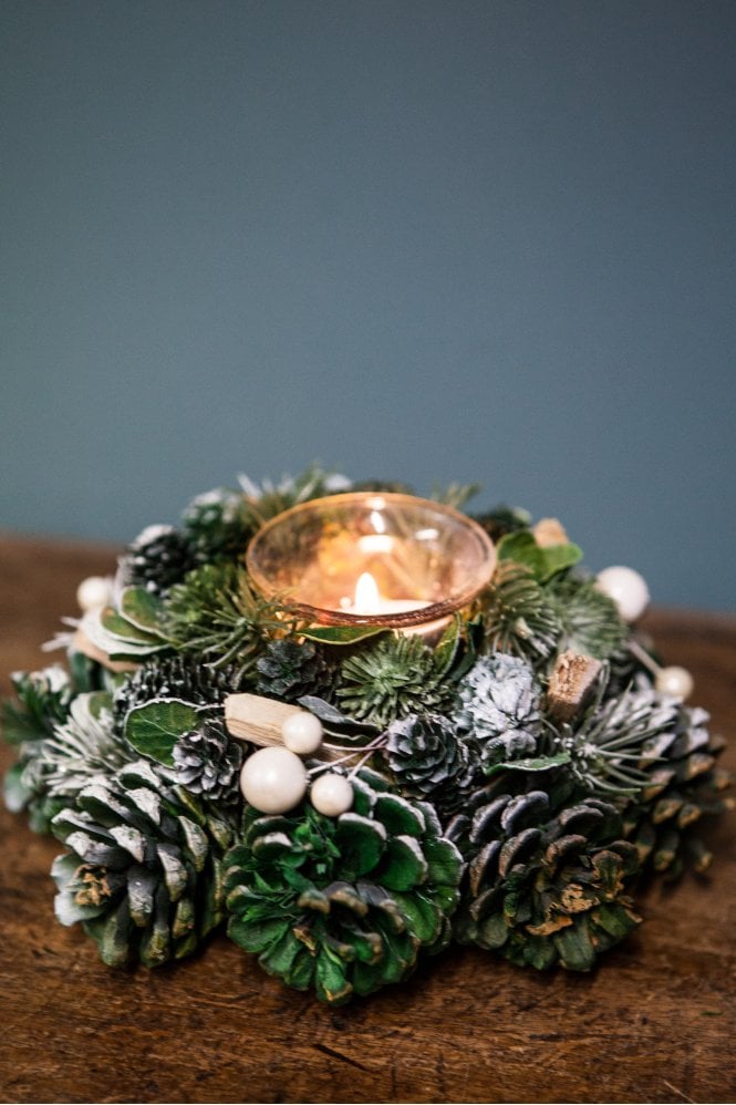 The Home Collection Green Fir & Pinecone Candleholder