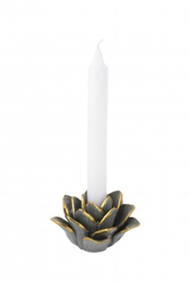Grey Jade Flower Porcelain Candle Holder