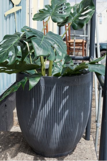 Grey Ribbed Planter