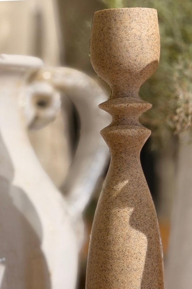 The Home Collection Guam Candle Stick in Sand Small