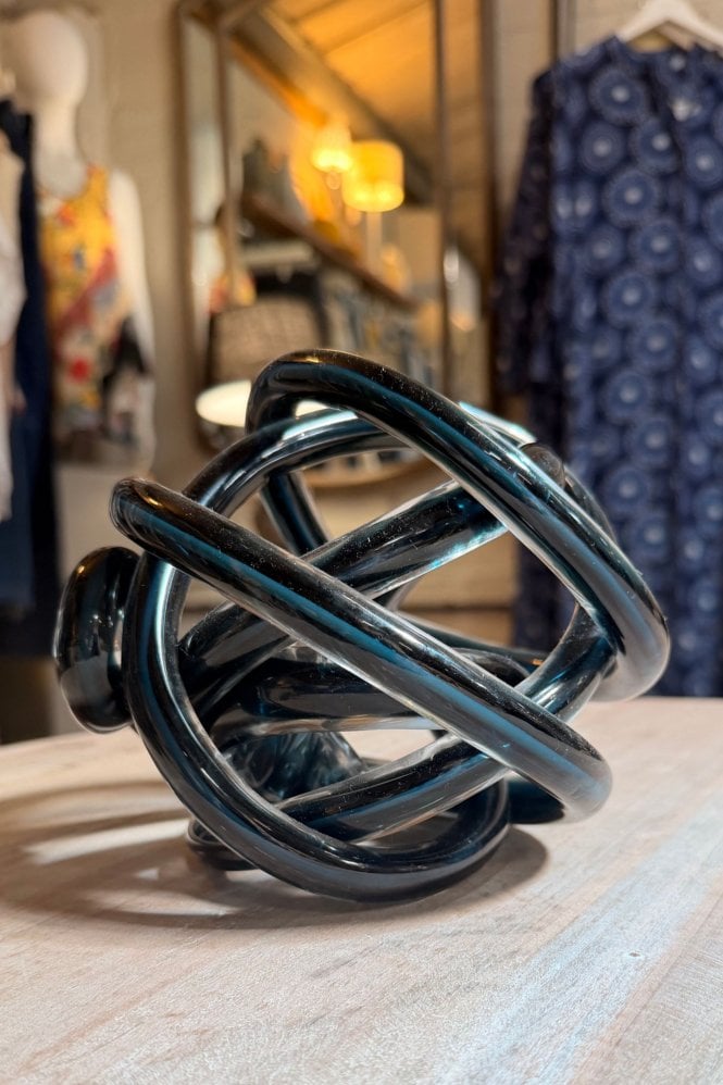 The Home Collection Hand Made Navy Blue Glass Knot