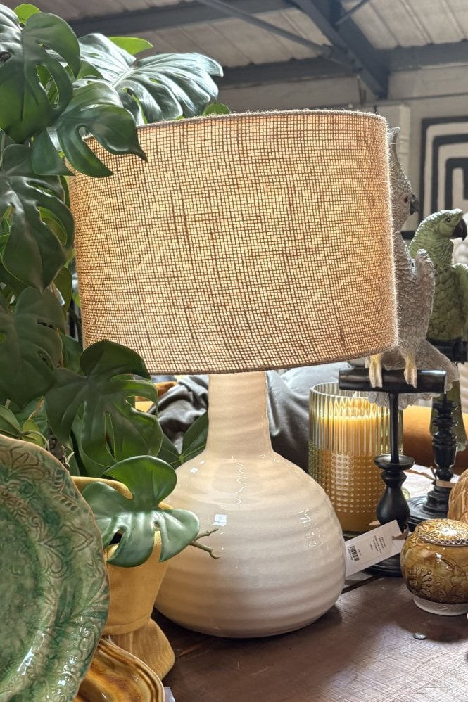 The Home Collection Ivory Bulbous Lamp with Shade