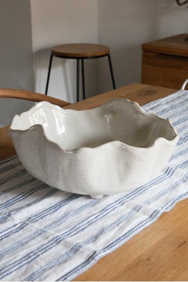 Large White Wavy Bowl