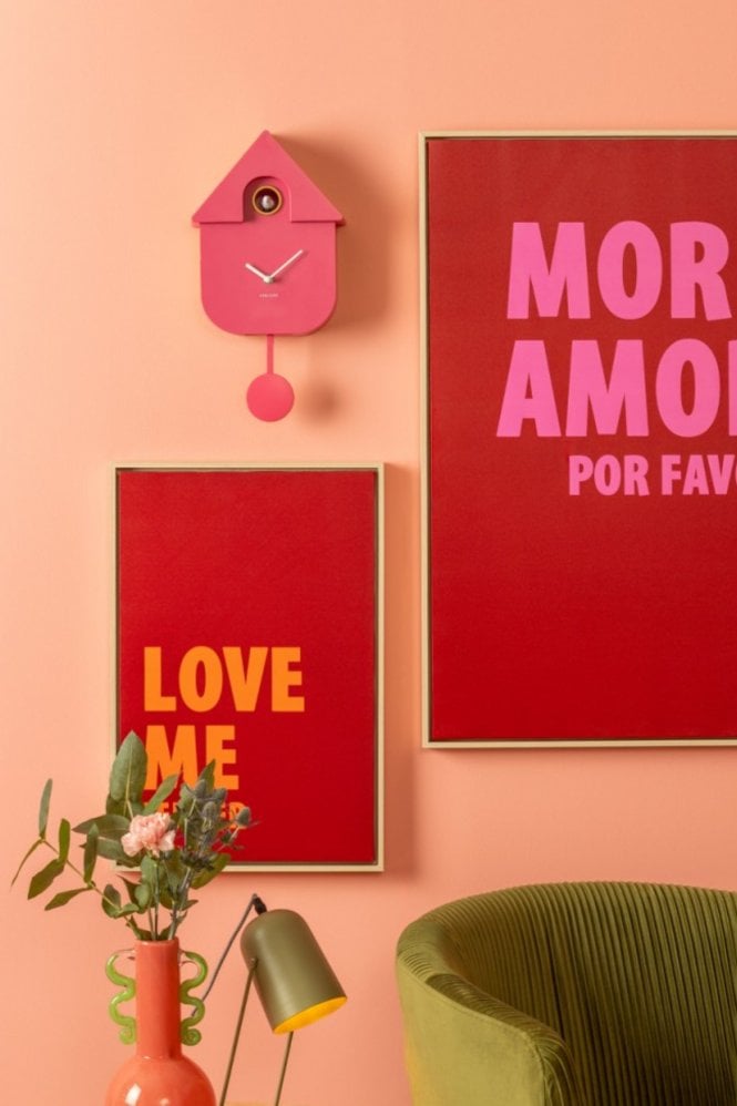 The Home Collection Modern Cuckoo Clock in Bright Pink