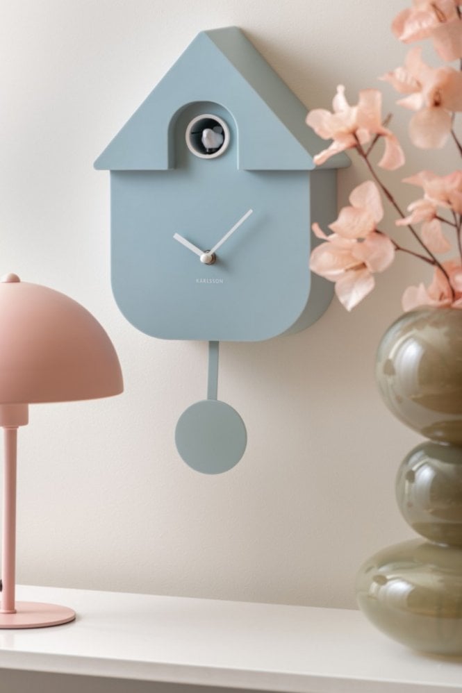 The Home Collection Modern Cuckoo Clock in Soft Blue