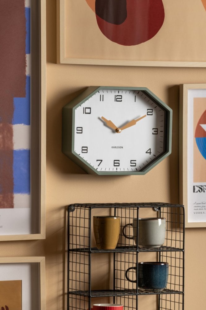 The Home Collection Modern Octagon Wall Clock in Jungle Green