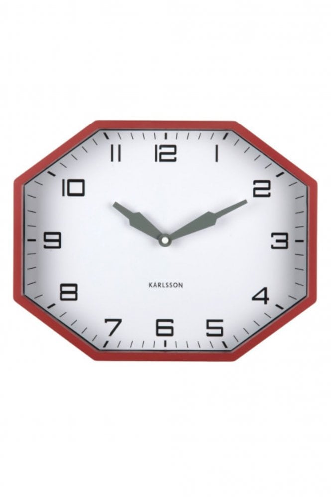 The Home Collection Modern Octagon Wall Clock in Red
