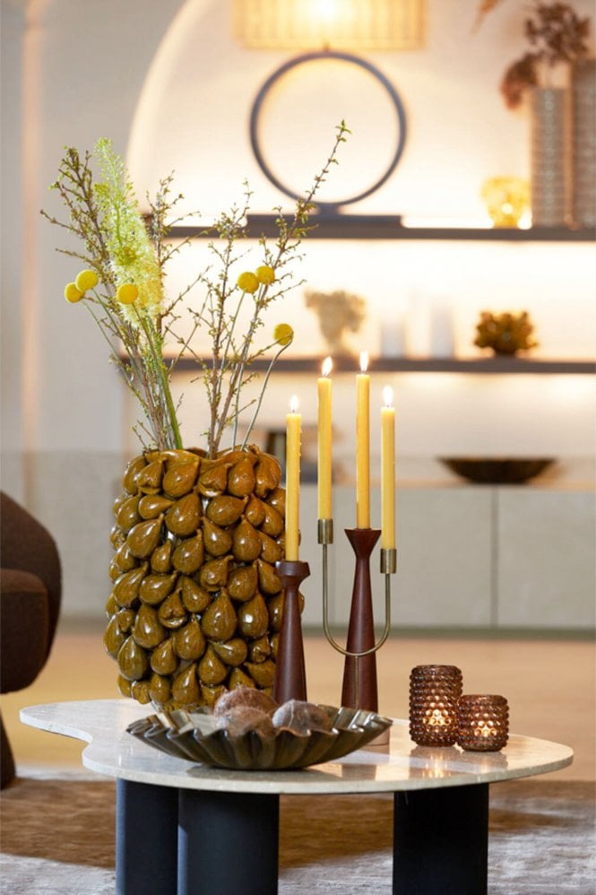 The Home Collection Natalia Ceramic Deco Vase in Yellow Brown