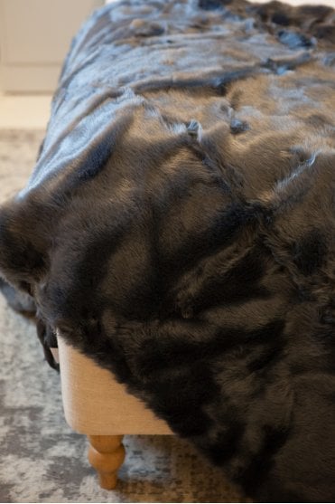 Navy Blue Faux Fur Throw