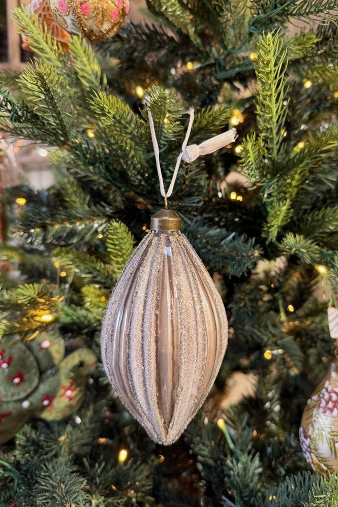 The Home Collection Pewter Ribbed Finial Bauble