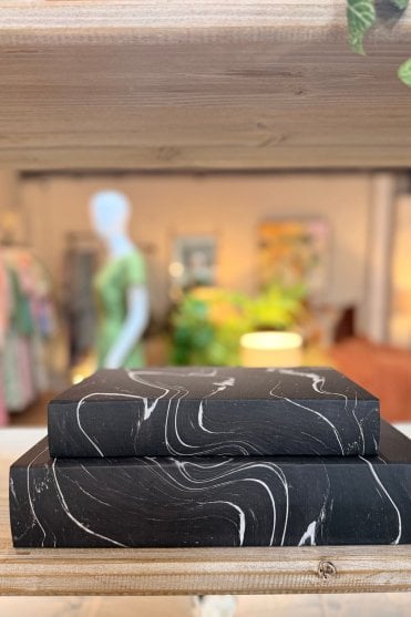 Set of 2 Marble Effect Book Boxes