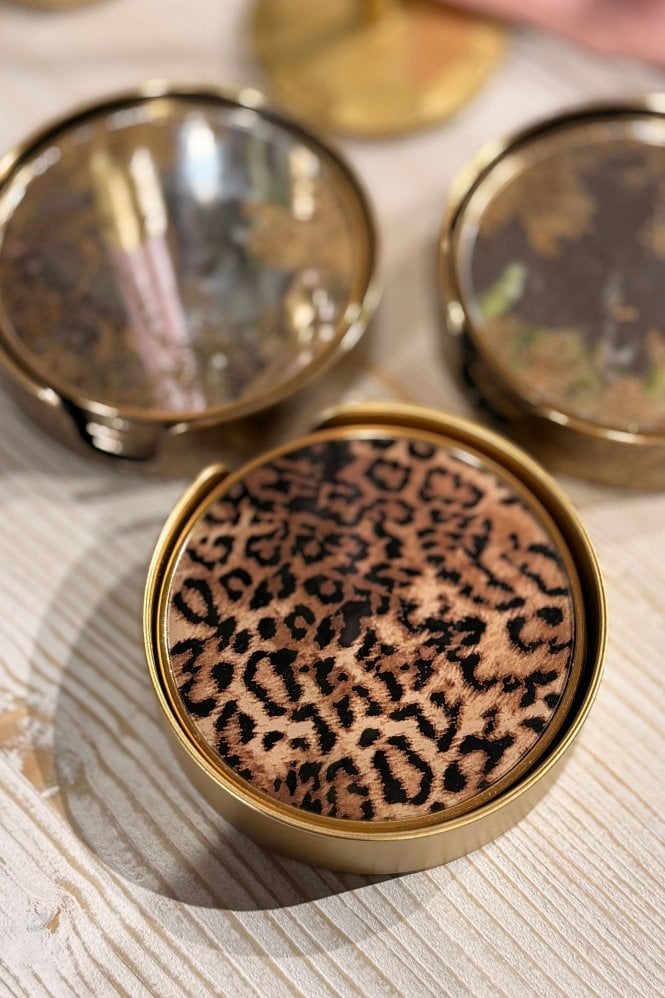 The Home Collection Set of 4 Leopard Print Coasters