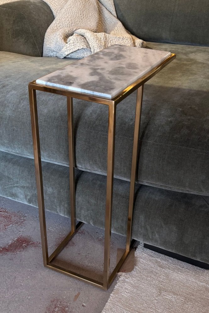 The Home Collection Stainless Steel and Marble Side Table