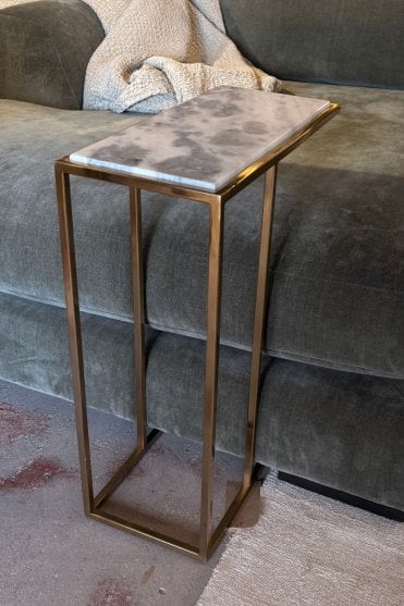 Stainless Steel and Marble Side Table