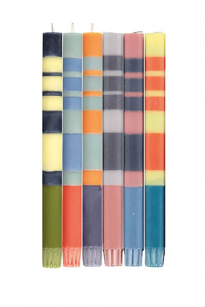The Home Collection Striped Dinner Candle Mixed Set of 6