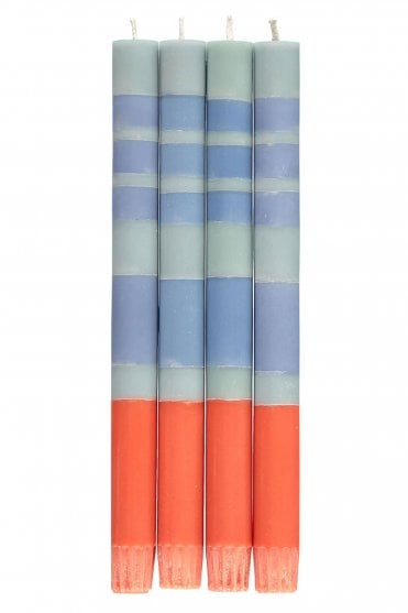 Striped Opaline Pompadour & Rust Eco Dinner Candles