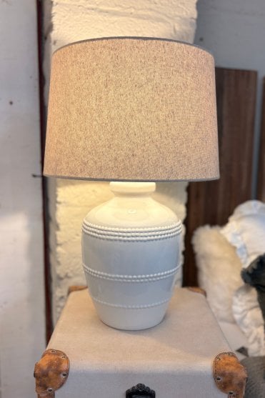 White Bead Lamp with Shade