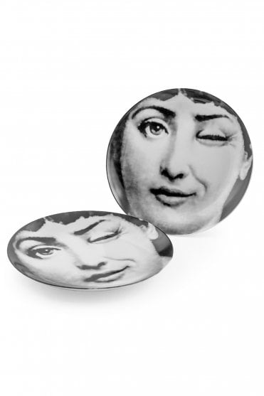 Winking Lady Ceramic Dinner Plates Set of 2