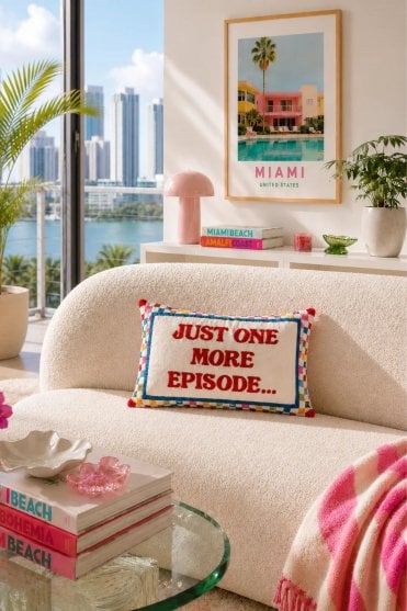 Just One More Episode Needlepoint Pillow