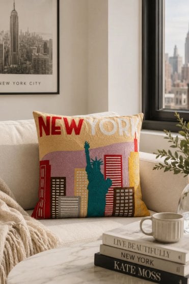 New York Needlepoint Pillow