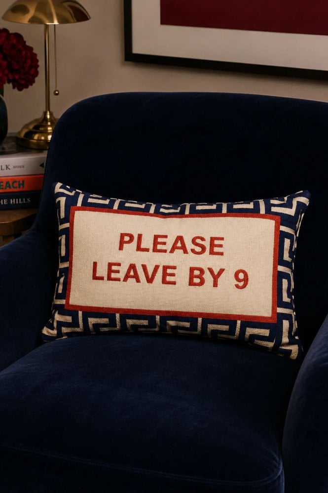 The Pillow Drop Please Leave By 9 Needlepoint Pillow