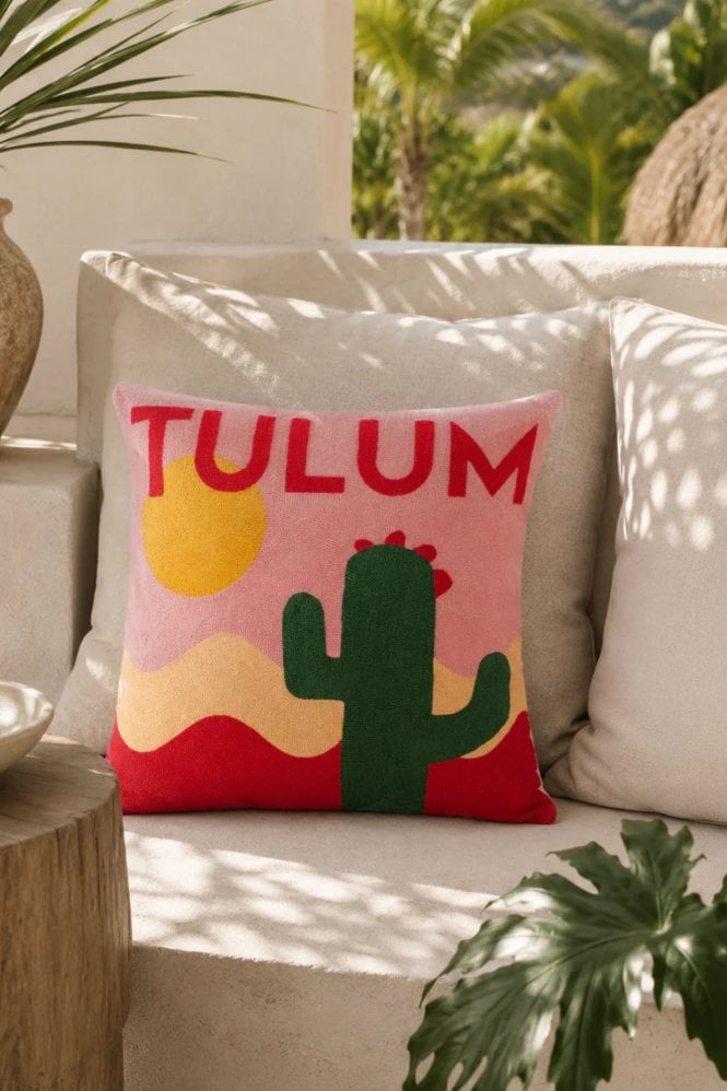 The Pillow Drop Tulum Needlepoint Pillow