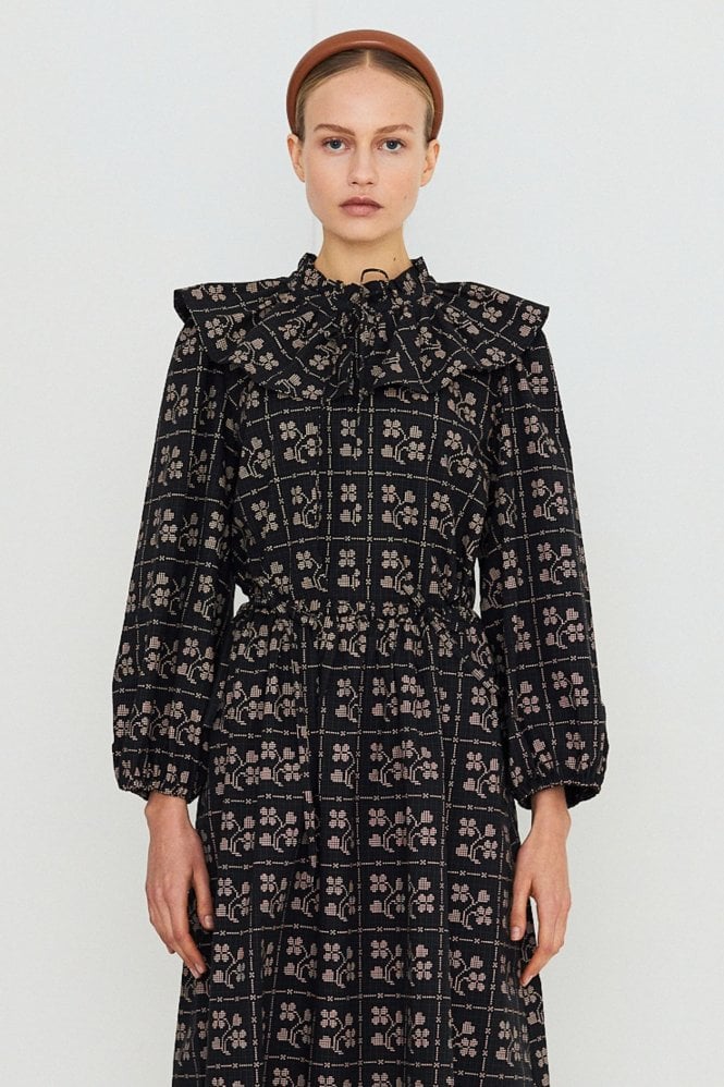THE TINY BIG SISTER Dots Flowers Puff Sleeves Blouse
