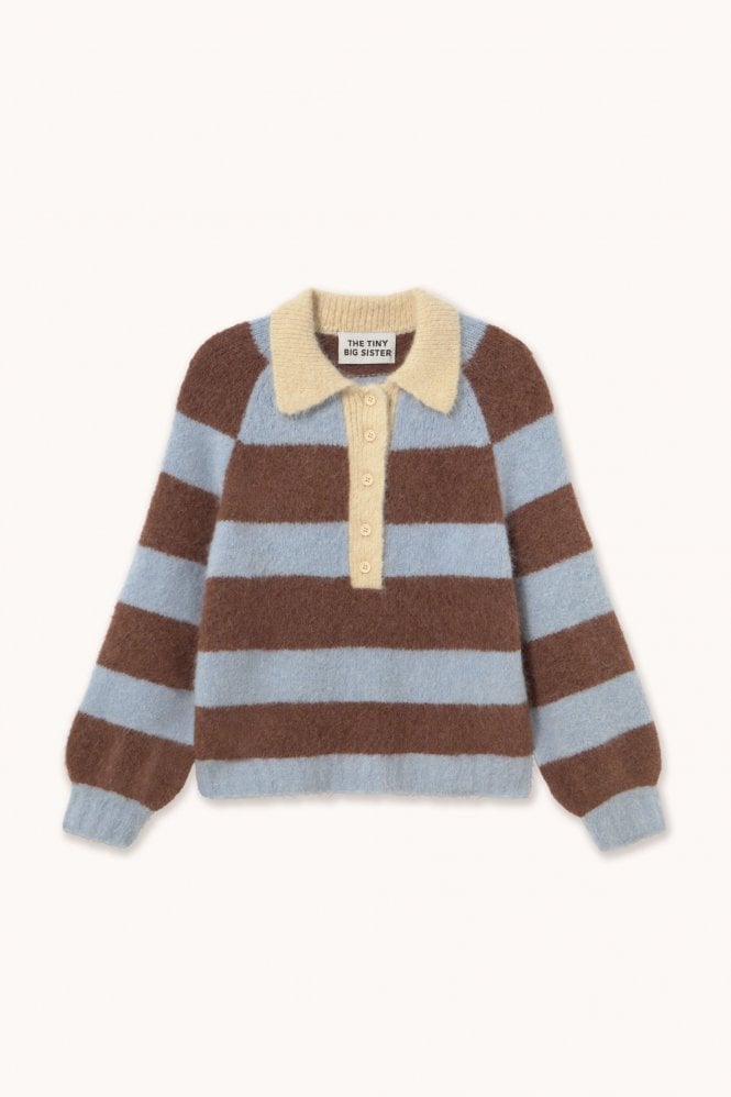 THE TINY BIG SISTER Frank Striped Polo in Blue Stripe