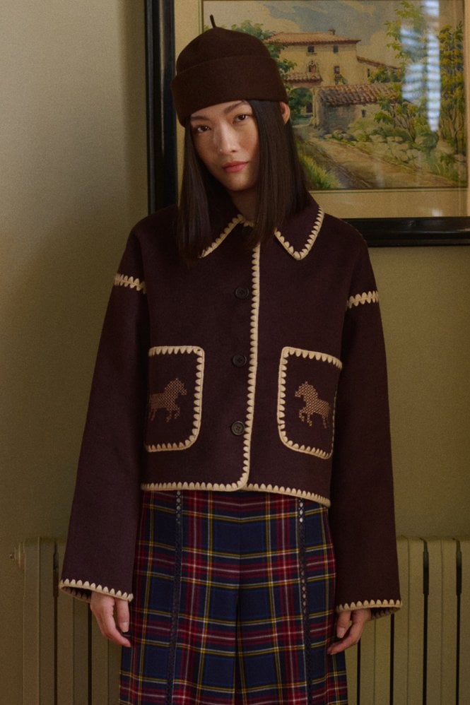 THE TINY BIG SISTER Short Horses Embroidered Coat