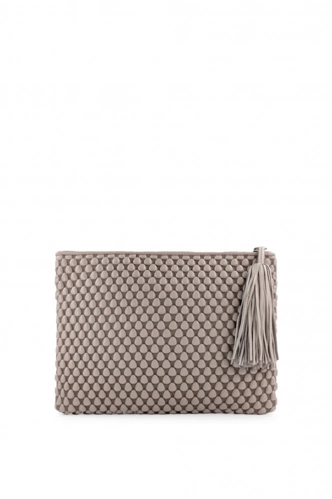 Tissa Fontaneda Extra Large Pochette Clutch Bag in Ash Grey