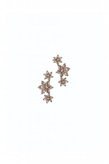 Triptych of Flowers Studs Clear/Gold