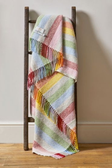 Rainbow Grey Stripe Throw