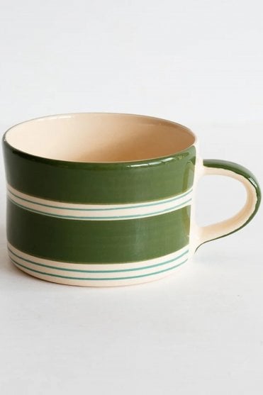 Twin Stripe Mug in Moss Green