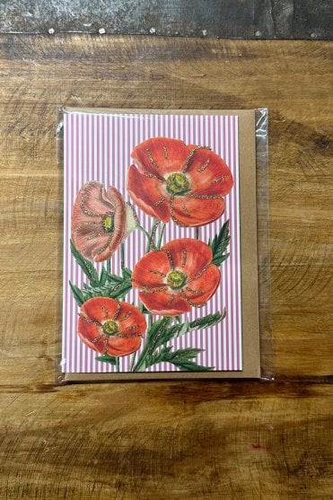 Poppy on Stripe Greeting Card