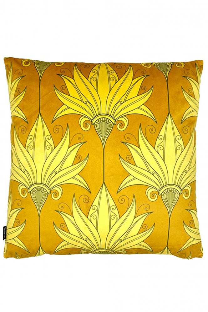 Vanilla Fly Yellow & Gold Printed Cushion