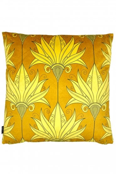 Yellow & Gold Printed Cushion