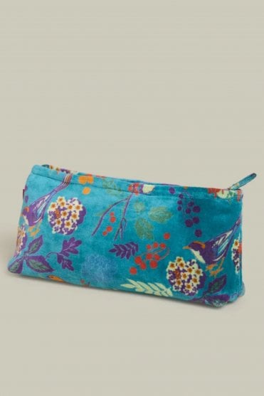 Velvet Pencil Case in Birdy Teal