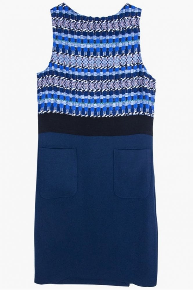 Vilagallo Clementine Kent Blue Jacquard Dress